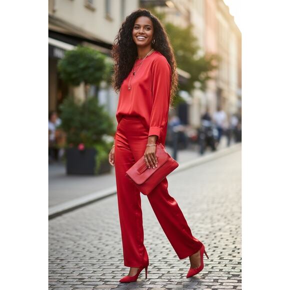 CLUTCH WRISTLET: Red High-Quality Faux Leather Large Capacity Purse, NIP - Picture 5 of 6